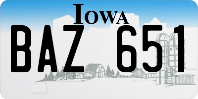 IA license plate BAZ651