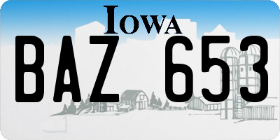 IA license plate BAZ653