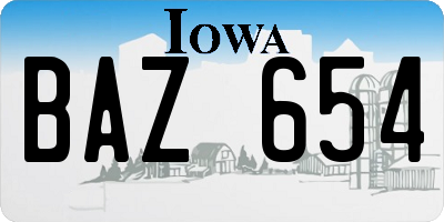 IA license plate BAZ654