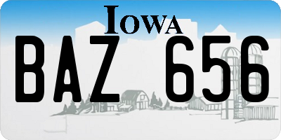 IA license plate BAZ656