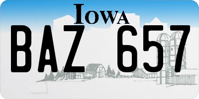 IA license plate BAZ657