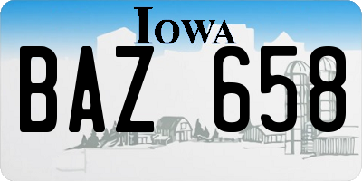 IA license plate BAZ658