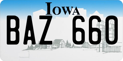 IA license plate BAZ660