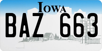 IA license plate BAZ663