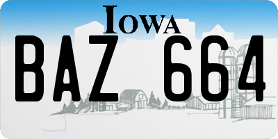 IA license plate BAZ664