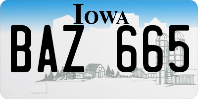 IA license plate BAZ665