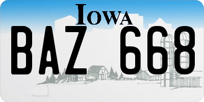 IA license plate BAZ668