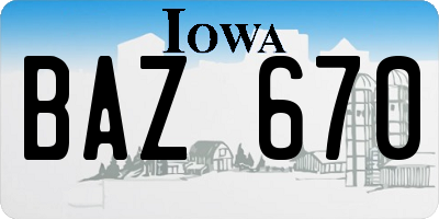 IA license plate BAZ670