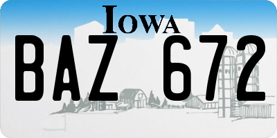 IA license plate BAZ672