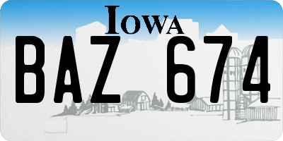IA license plate BAZ674