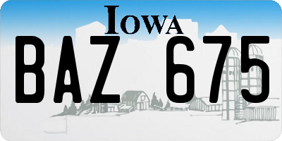 IA license plate BAZ675