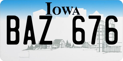 IA license plate BAZ676