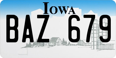IA license plate BAZ679