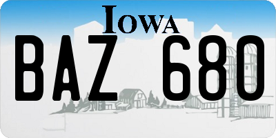 IA license plate BAZ680