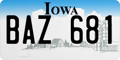 IA license plate BAZ681