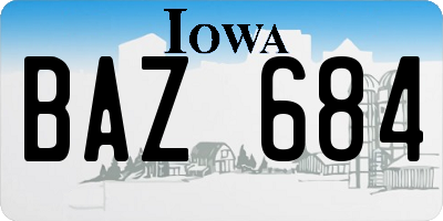 IA license plate BAZ684