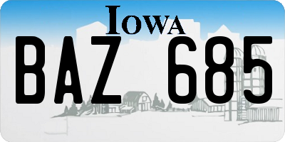 IA license plate BAZ685