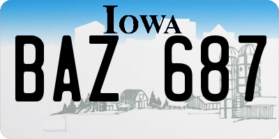IA license plate BAZ687