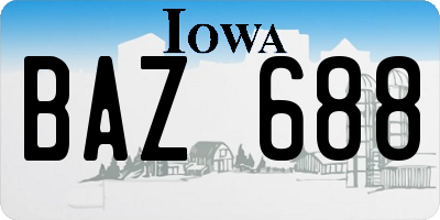IA license plate BAZ688