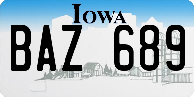 IA license plate BAZ689
