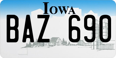 IA license plate BAZ690