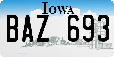 IA license plate BAZ693