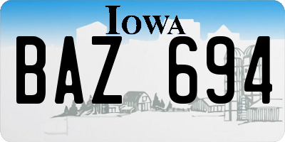 IA license plate BAZ694