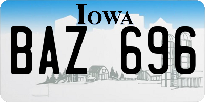 IA license plate BAZ696