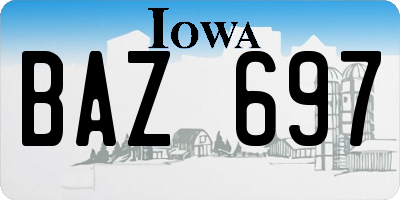 IA license plate BAZ697