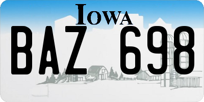 IA license plate BAZ698
