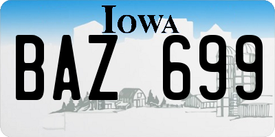 IA license plate BAZ699