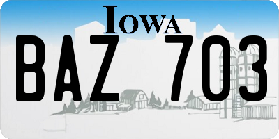 IA license plate BAZ703