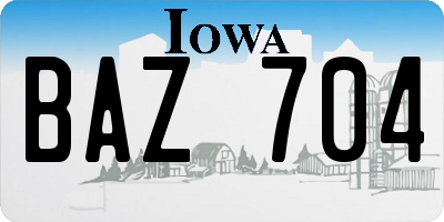 IA license plate BAZ704