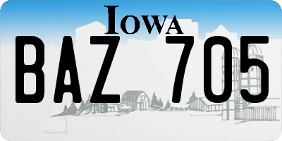 IA license plate BAZ705