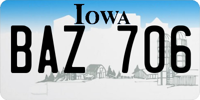 IA license plate BAZ706