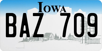 IA license plate BAZ709