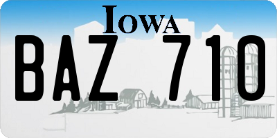 IA license plate BAZ710