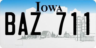 IA license plate BAZ711