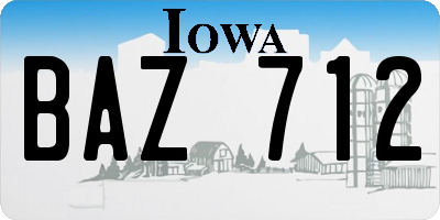 IA license plate BAZ712
