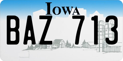 IA license plate BAZ713