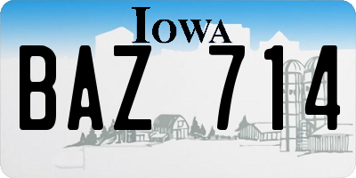 IA license plate BAZ714