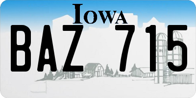 IA license plate BAZ715