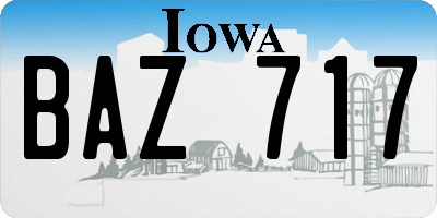 IA license plate BAZ717