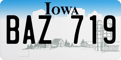 IA license plate BAZ719