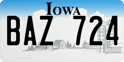 IA license plate BAZ724