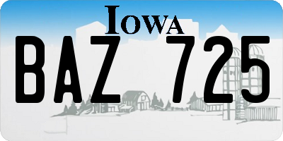 IA license plate BAZ725