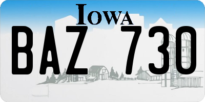 IA license plate BAZ730