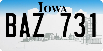 IA license plate BAZ731
