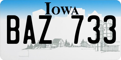 IA license plate BAZ733