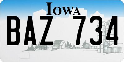 IA license plate BAZ734